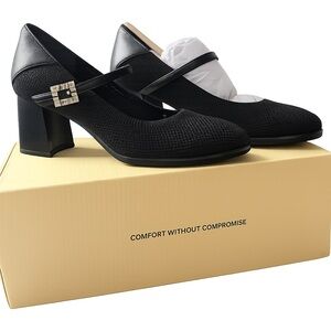 Black Mary Jane Rhinestone Buckle Strap Heels - Cosy Island - Size 5 NWT